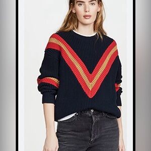 Rag&Bone Leon Oversized Chunky-knit Chevron Sweater In Navy
